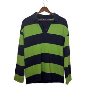 Zara‎ Men’s Green & Blue Striped Polo Shirt Size M – Stylish and Comfortable
